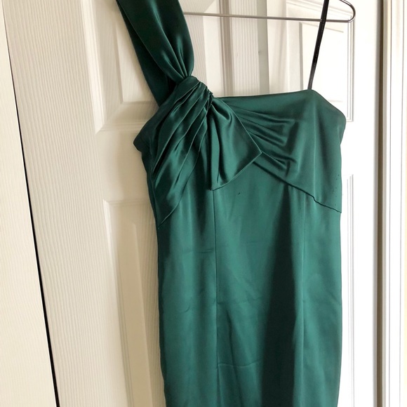Robe De Soirée David Meister Verte Une épaule - Taille 0 Neuve Sans étiquettes